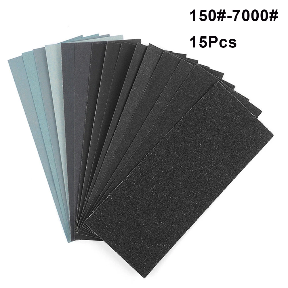 15Pcs Sand paper Wet Dry Use Assorted Sand Paper Sheets Home Coarse Silicon Carbide 150-7000 Grit Polishing Car Metal Glass Wood
15Pcs Sand paper Wet Dry Use Assorted Sand Paper Sheets Home Coarse Silicon Carbide 150-7000 Grit Polishing Car Metal Glass Wood