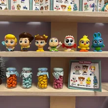 7pcs Disney Doorables Anime Figures Forky Woody Ducky Kawaii Big Glass Eyed Doll Cartoon Collectible Model Toys Children Gifts