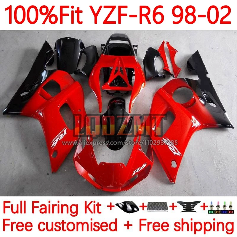 

Red black Injection Fairing For YAMAHA YZF-R6 YZF R6 R 6 600 YZFR6 1998 1999 2000 2001 2002 YZF600 98 99 00 01 02 Frame 7No.18