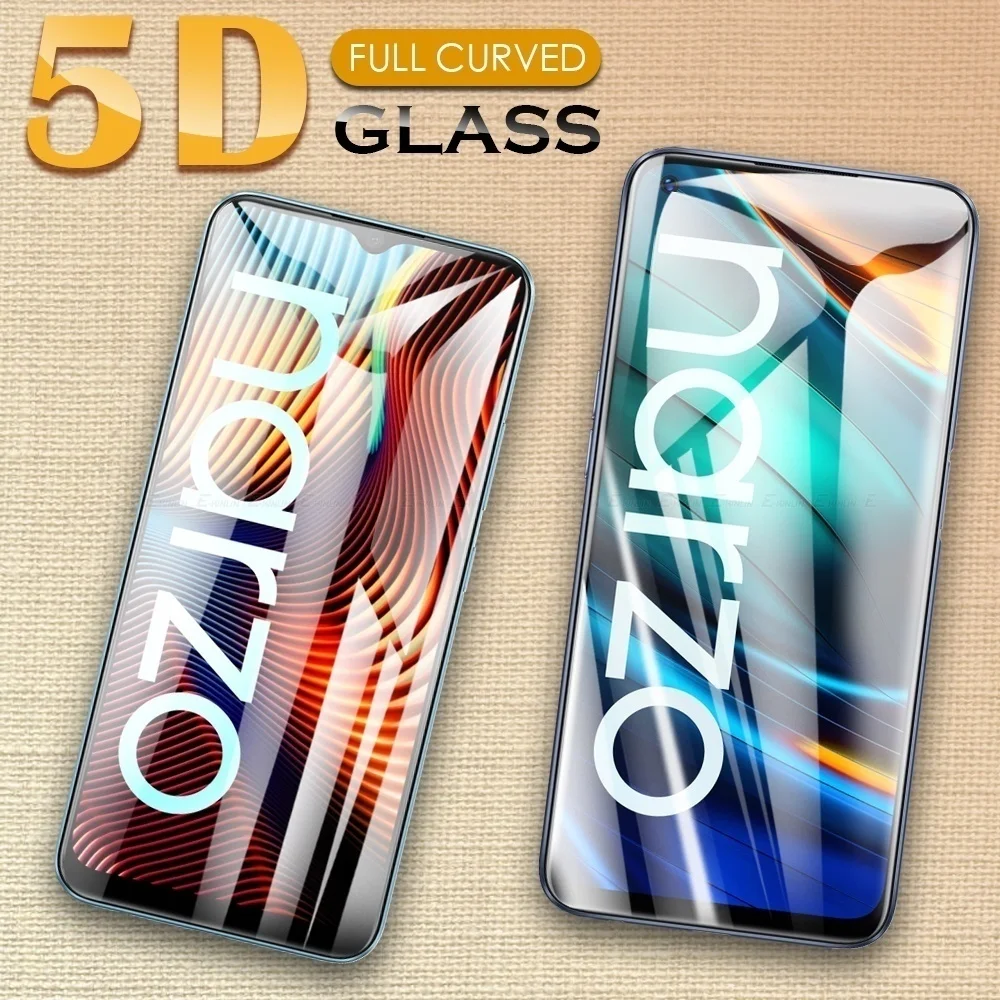 

5D изогнутое закаленное стекло с полным покрытием для Realme Narzo 50 50i 50A Prime 30A 30 20A 20 Pro 10A 10, Защитная пленка для экрана