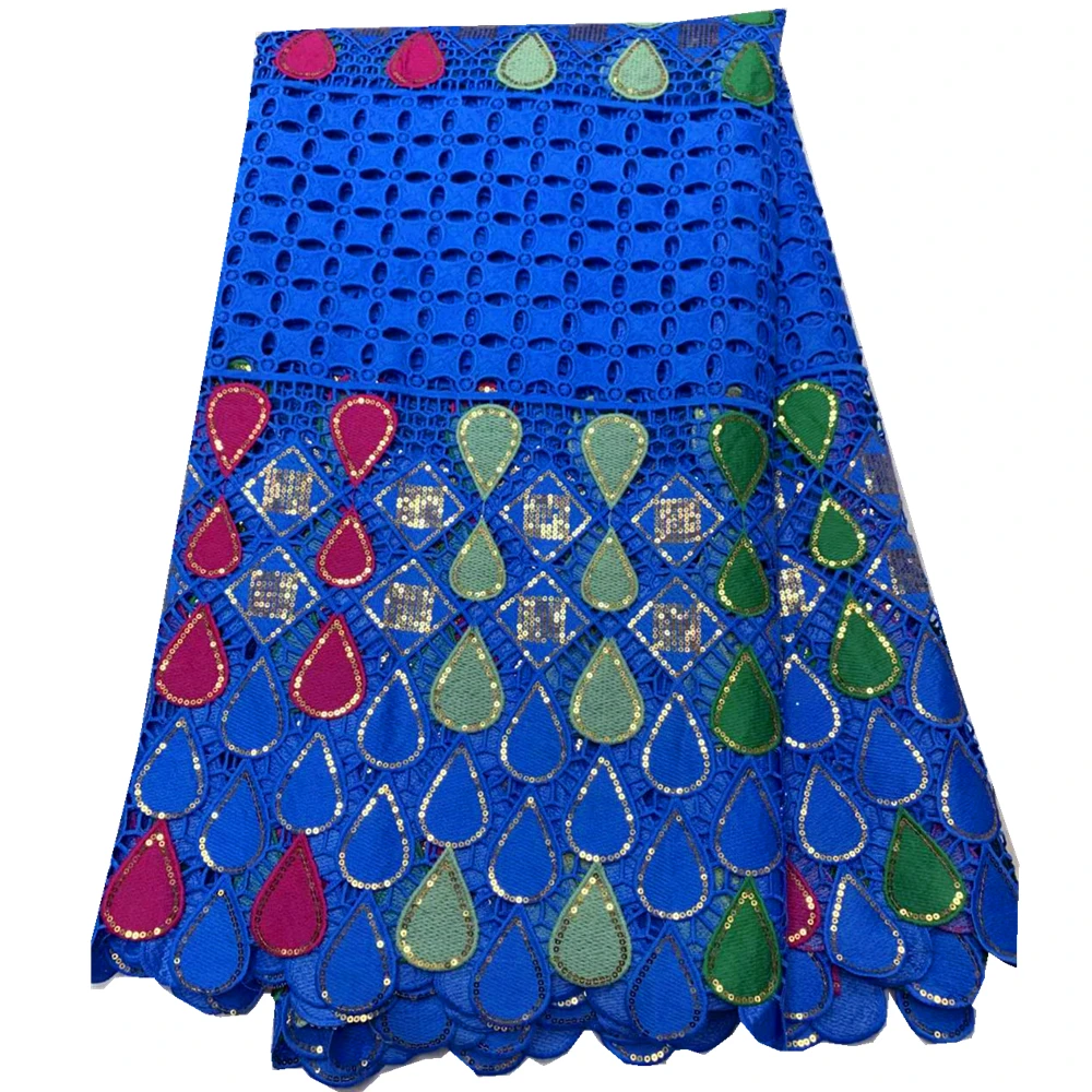 Newest African Sequins Lace Fabric 5 Yards Blue Water Soluble Guipure Cord Laces for Wedding Party Dress Sewing
Newest African Sequins Lace Fabric 5 Yards Blue Water Soluble Guipure Cord Laces for Wedding Party Dress Sewing