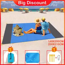 2x2.1m Portable Picnic Beach Mat Pocket Blanket Waterproof Beach Blanket Folding Lightweight Camping Mat Outdoor Sand Beach Mat