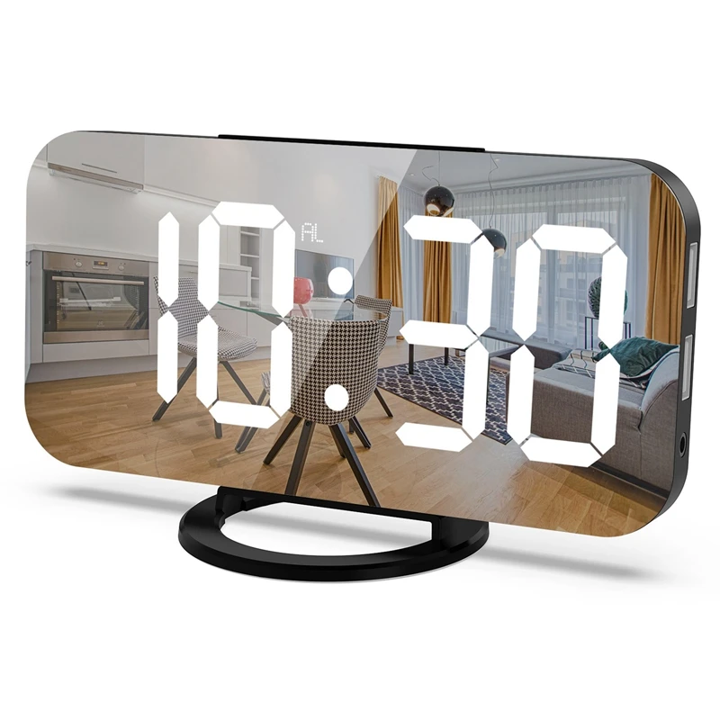 Digital Alarm Clock,LED Mirror Alarm Clock For Bedroom,With Dual USB Charger Ports,3 Level Brightness,For Home,Office
Digital Alarm Clock,LED Mirror Alarm Clock For Bedroom,With Dual USB Charger Ports,3 Level Brightness,For Home,Office
