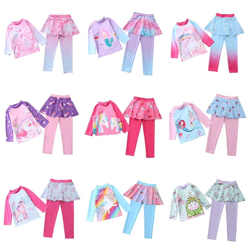 Swimwear for Girls Skirted Leggins Long Sleeve Rashguard Set Two Pieces Children's Bathing Suit Surfing Wear Beach Girl Swimsuit
Swimwear for Girls Skirted Leggins Long Sleeve Rashguard Set Two Pieces Children's Bathing Suit Surfing Wear Beach Girl Swimsuit