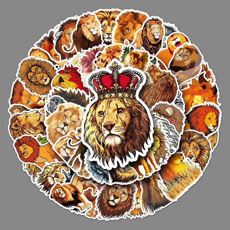 

50 листов креативных наклеек «сделай сам» с рисунком льва, Мультяшные животные, наклейки для чемодана, шлема, холодильника, блокнота, наклейки, детский подарок, игрушка