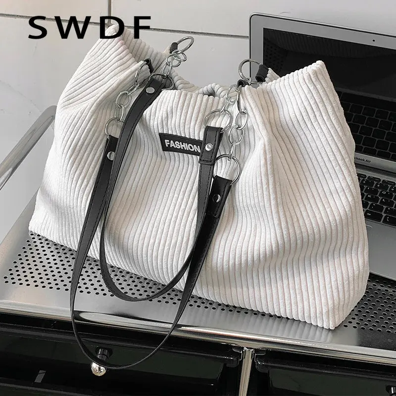 SWDF Large Capacity Tote Bag For Canvas Handbag Eco Friendly Women Fashion Zipper Shoulder Bag Female Corduroy Tote Bag Sac
SWDF Large Capacity Tote Bag For Canvas Handbag Eco Friendly Women Fashion Zipper Shoulder Bag Female Corduroy Tote Bag Sac