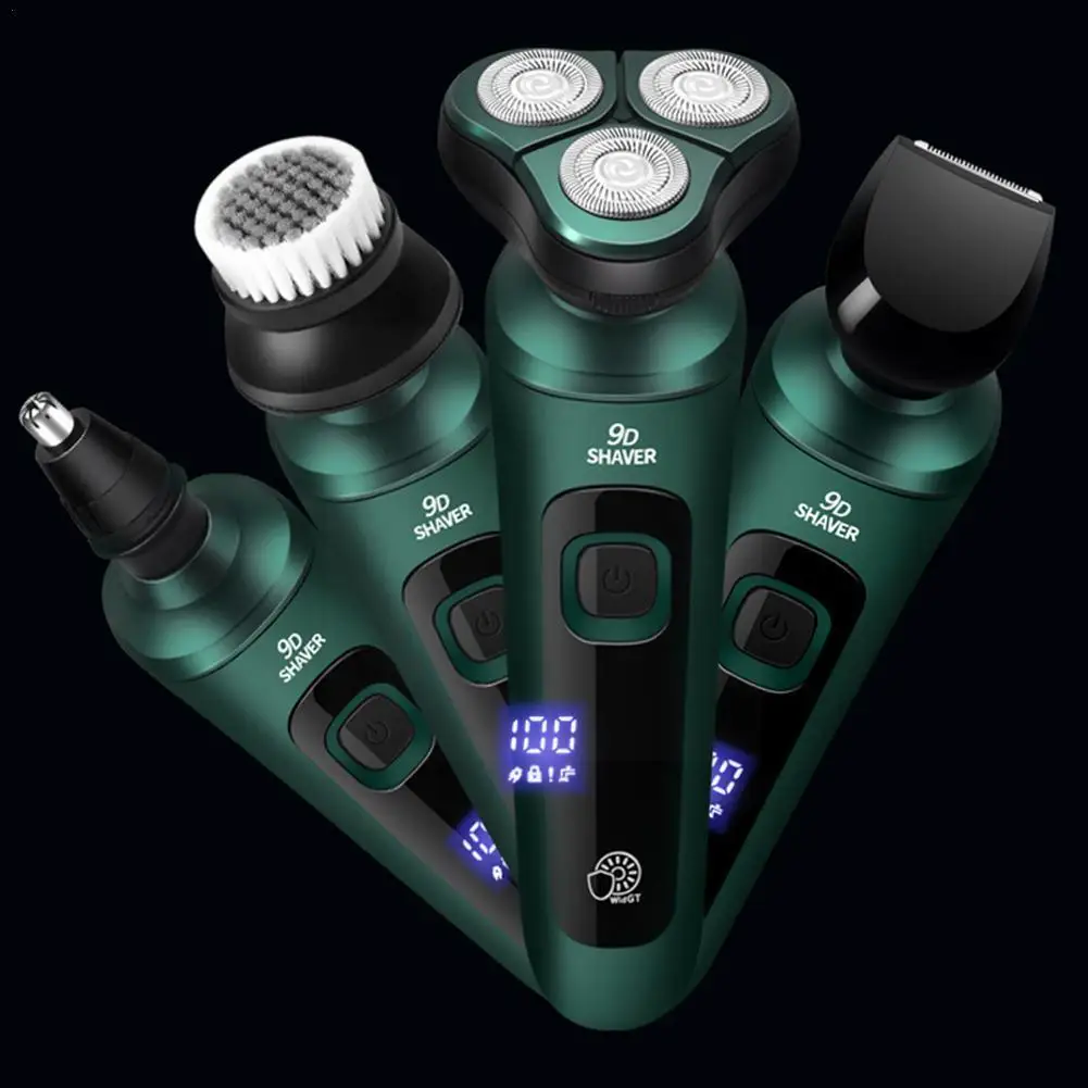 

Электробритва I4J6 4 в 1 с ЖК-дисплеем, многофункциональная плавающая бритва с тремя головками, зарядка через USB, для бороды