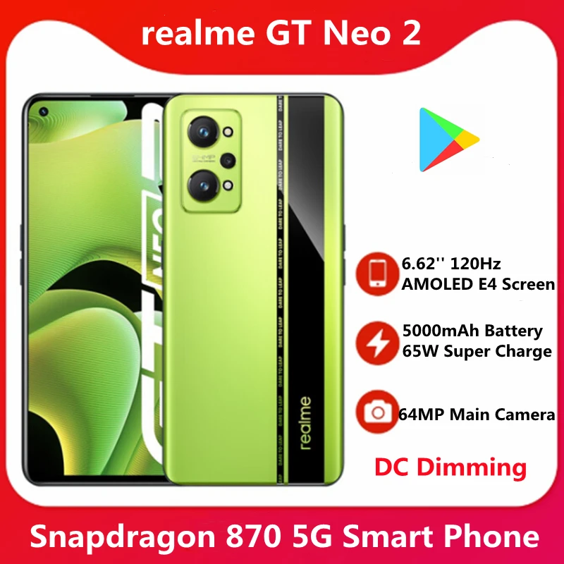 Global Rom Optional realme GT Neo 2 6.62'' 120Hz AMOLED E4 Screen Snapdragon 870 5000mAh Battery 65W Super Charge NFC CN Version
Global Rom Optional realme GT Neo 2 6.62'' 120Hz AMOLED E4 Screen Snapdragon 870 5000mAh Battery 65W Super Charge NFC CN Version