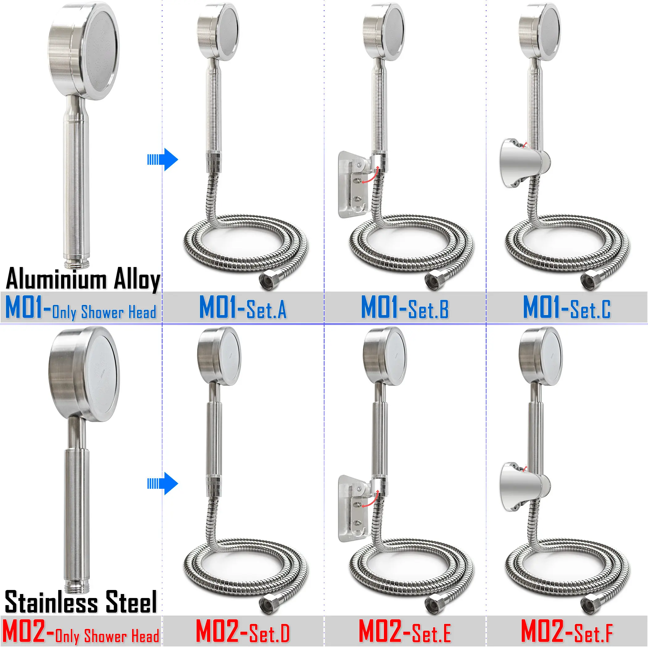 G1/2 Universal Handheld Water Saving High Pressure Rain Shower Head Hose & Wall Mount Adjustable Holder
G1/2 Universal Handheld Water Saving High Pressure Rain Shower Head Hose & Wall Mount Adjustable Holder