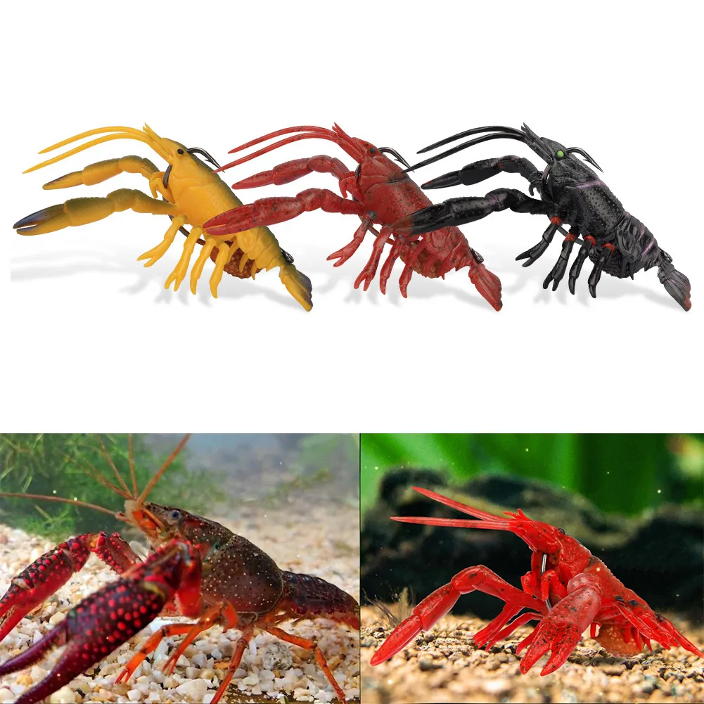 

TRUSCEND 3pcs/pack Luya Bait Crayfish Bionic Lure TPE Luya Unique Hollow Body Design Shrimp Lures Lobster Soft Fishing Baits