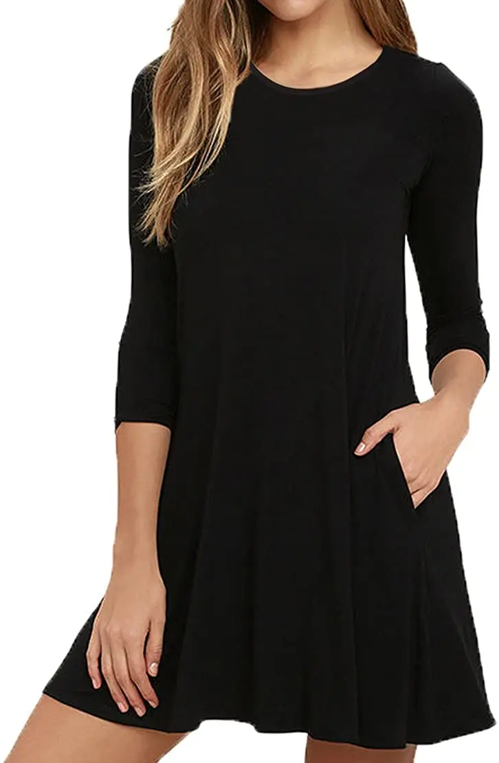 FqVIISHOWsa Womens Round Neck 3/4 Sleeves A-line Casual Tshirt Dress with Pocket
FqVIISHOWsa Womens Round Neck 3/4 Sleeves A-line Casual Tshirt Dress with Pocket