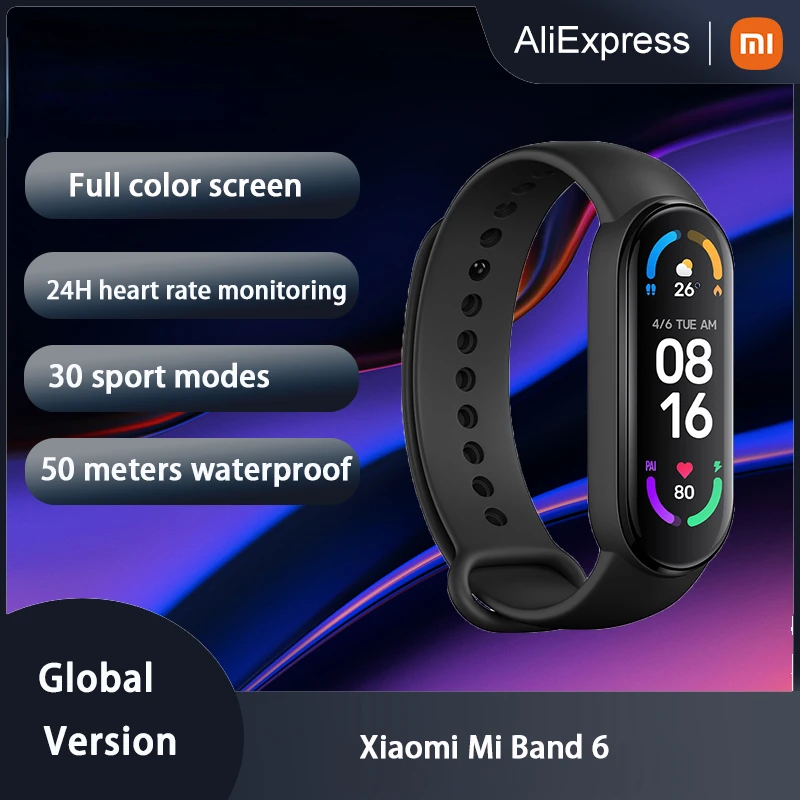 Смарт-браслет Xiaomi Mi Band 6 с AMOLED экраном 1,56 дюйма, водонепроницаемый фитнес-трекер miBand 6 с пульсометром, Bluetooth, 5 атм
Смарт-браслет Xiaomi Mi Band 6 с AMOLED экраном 1,56 дюйма, водонепроницаемый фитнес-трекер miBand 6 с пульсометром, Bluetooth, 5 атм
