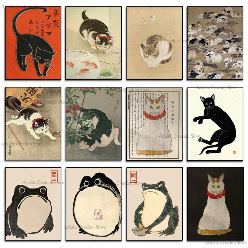 Antique Vintage Matsumoto Hoji Frog Cat Goldfish Animal Poster Canvas Print Toad Wabi Wall Pictures for Living Room Home Decor
Antique Vintage Matsumoto Hoji Frog Cat Goldfish Animal Poster Canvas Print Toad Wabi Wall Pictures for Living Room Home Decor