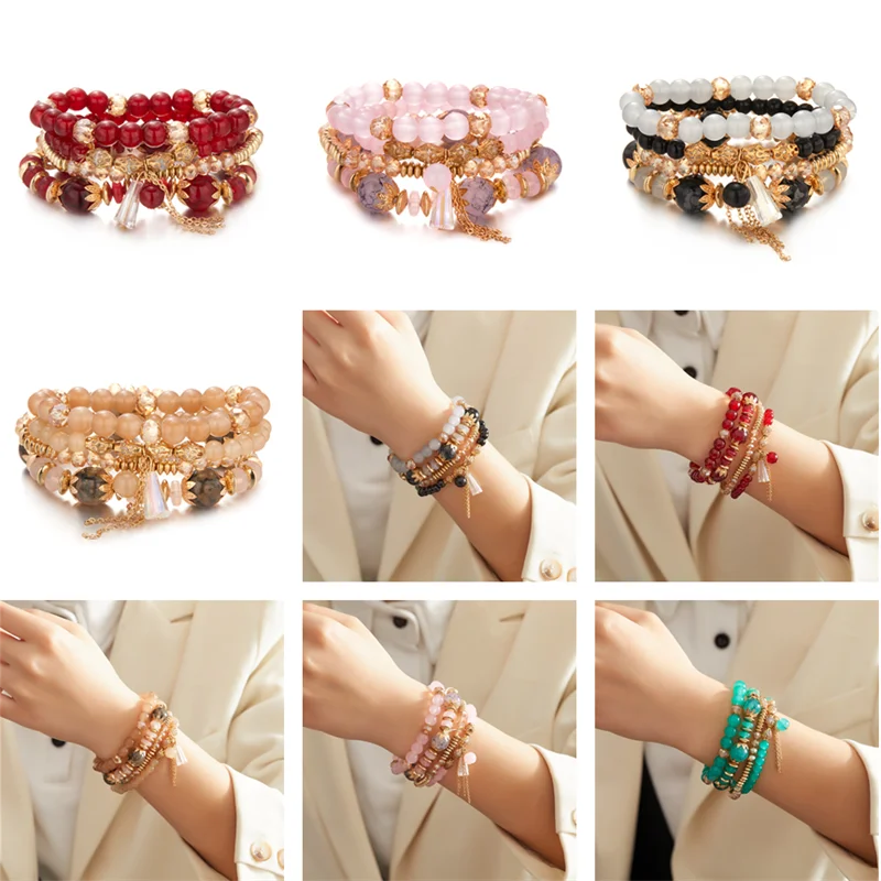2022 New Creative Beaded Crystal Ladies Bracelets 4 Pack Multi-layer Beaded Bohemian Style High Quality Bracelets Wholesale
2022 New Creative Beaded Crystal Ladies Bracelets 4 Pack Multi-layer Beaded Bohemian Style High Quality Bracelets Wholesale
