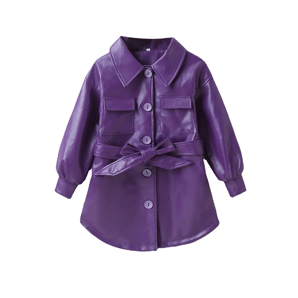 2022 Kids Fashion Lapel Streetwear Motorcycle Female Outwears With Belt Spring Autumn Girls Overcoat PU Leather Long Overcoats
2022 Kids Fashion Lapel Streetwear Motorcycle Female Outwears With Belt Spring Autumn Girls Overcoat PU Leather Long Overcoats