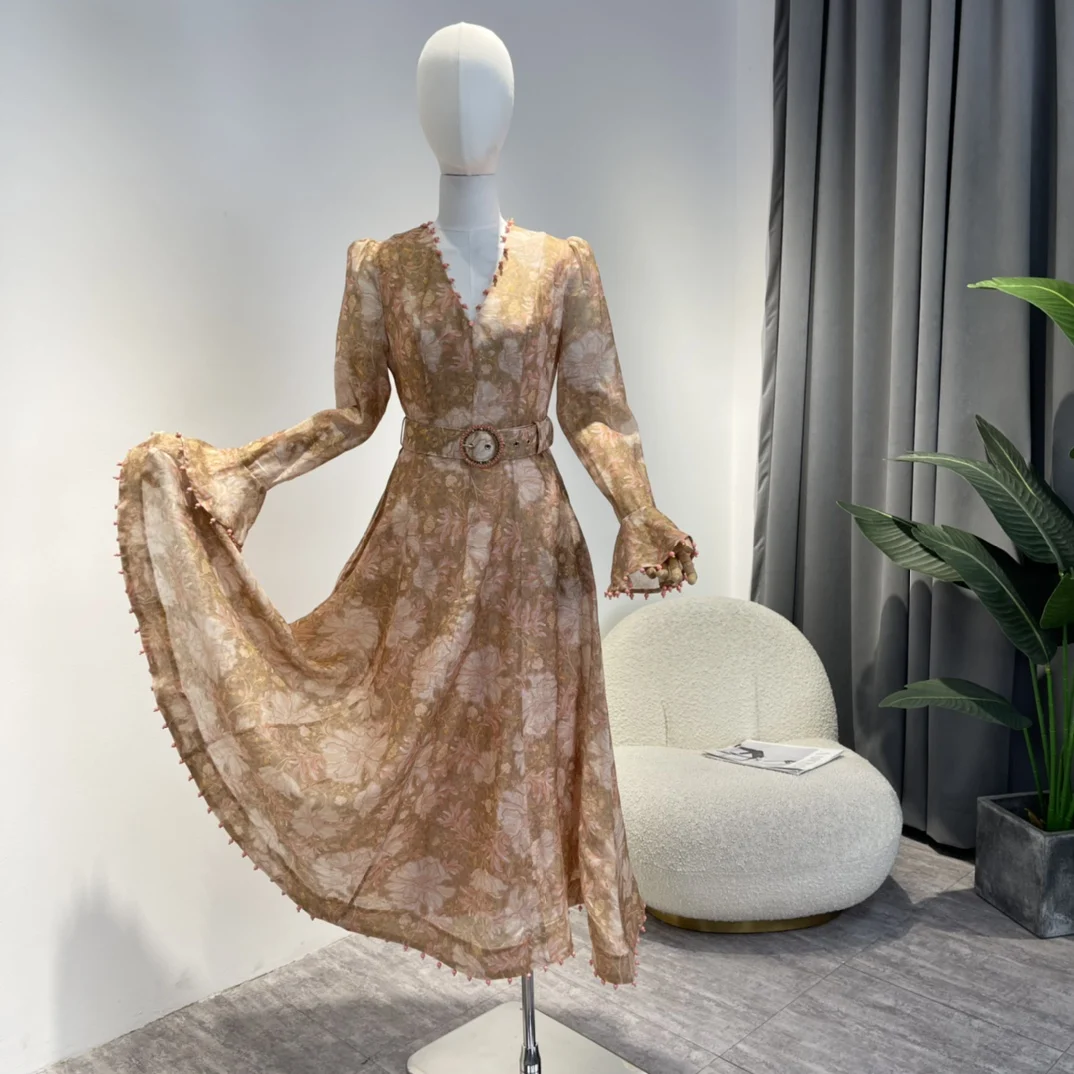 Женское платье-миди с поясом, розовое платье ручной работы с цветочным принтом, V-образным вырезом и пышными рукавами, украшенное бусинами, о...
Женское платье-миди с поясом, розовое платье ручной работы с цветочным принтом, V-образным вырезом и пышными рукавами, украшенное бусинами, о...