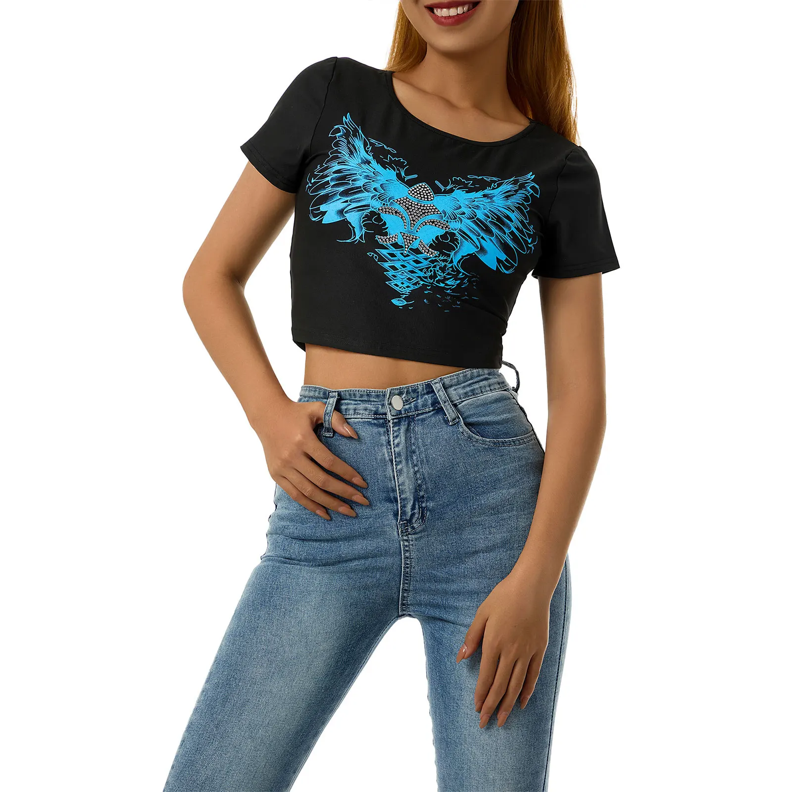 Women Clothing Summer Polyester Casual T-shirts Unique Print Round Neck Short-sleeved Female Short Tops
Women Clothing Summer Polyester Casual T-shirts Unique Print Round Neck Short-sleeved Female Short Tops
