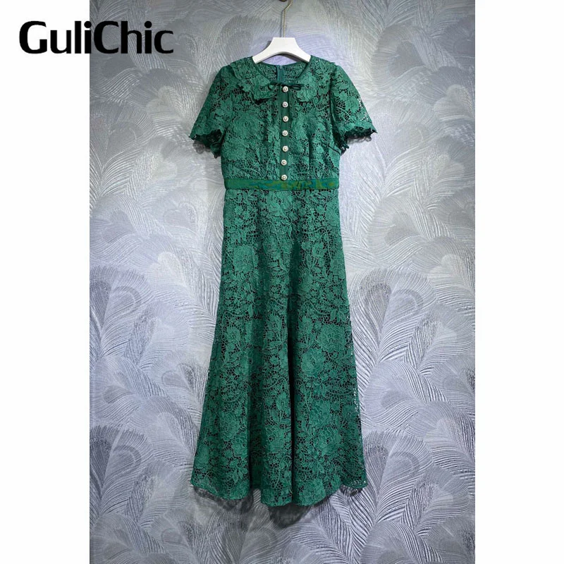 Женское ажурное платье GuliChic, зеленое платье с пуговицами, коротким рукавом, высокой талией и вышивкой, 5,17
Женское ажурное платье GuliChic, зеленое платье с пуговицами, коротким рукавом, высокой талией и вышивкой, 5,17