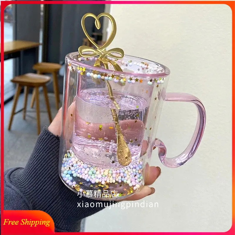 Girl Heart Bubble Starry Sky Cup Star Sequin Double Wall Glass Cup Handle Heat-resistant Milk Cup Kawaii Cup Cute Coffee Mug
Girl Heart Bubble Starry Sky Cup Star Sequin Double Wall Glass Cup Handle Heat-resistant Milk Cup Kawaii Cup Cute Coffee Mug