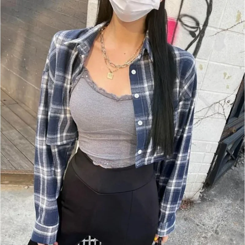 2022 Korean Style New Retro Hong Kong Style Plaid Coat Women's Short Polo Collar Long Sleeve Plaid Shirt Women
2022 Korean Style New Retro Hong Kong Style Plaid Coat Women's Short Polo Collar Long Sleeve Plaid Shirt Women