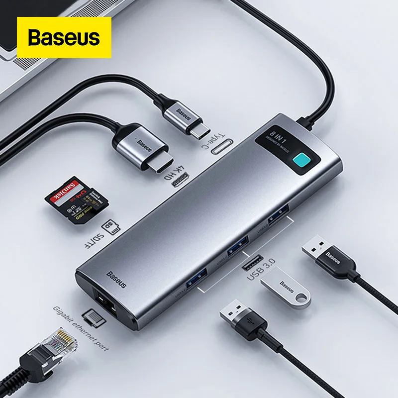 Baseus USB C HUB Type C to HDMI-compatible USB 3.0 Adapter 8 in 1 Type C HUB Dock for MacBook Pro Air USB C Splitter
Baseus USB C HUB Type C to HDMI-compatible USB 3.0 Adapter 8 in 1 Type C HUB Dock for MacBook Pro Air USB C Splitter