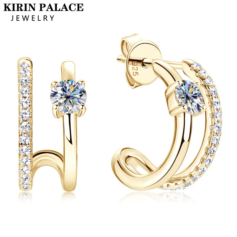 Kirin Palace D Moissanite Stud Earrings for Women 925 Silver Original Certified Jewelry Half Hoop Huggie Open C Shaped Earrings
Kirin Palace D Moissanite Stud Earrings for Women 925 Silver Original Certified Jewelry Half Hoop Huggie Open C Shaped Earrings