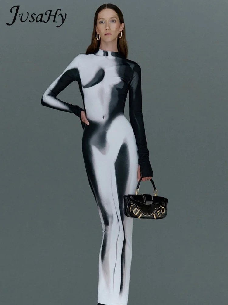 JusaHy Women Autumn 2022 New Y2K High Street Elegant Black&White Classic Vintage Elastic Skinny Artistic Printed Ankle Dress
JusaHy Women Autumn 2022 New Y2K High Street Elegant Black&White Classic Vintage Elastic Skinny Artistic Printed Ankle Dress