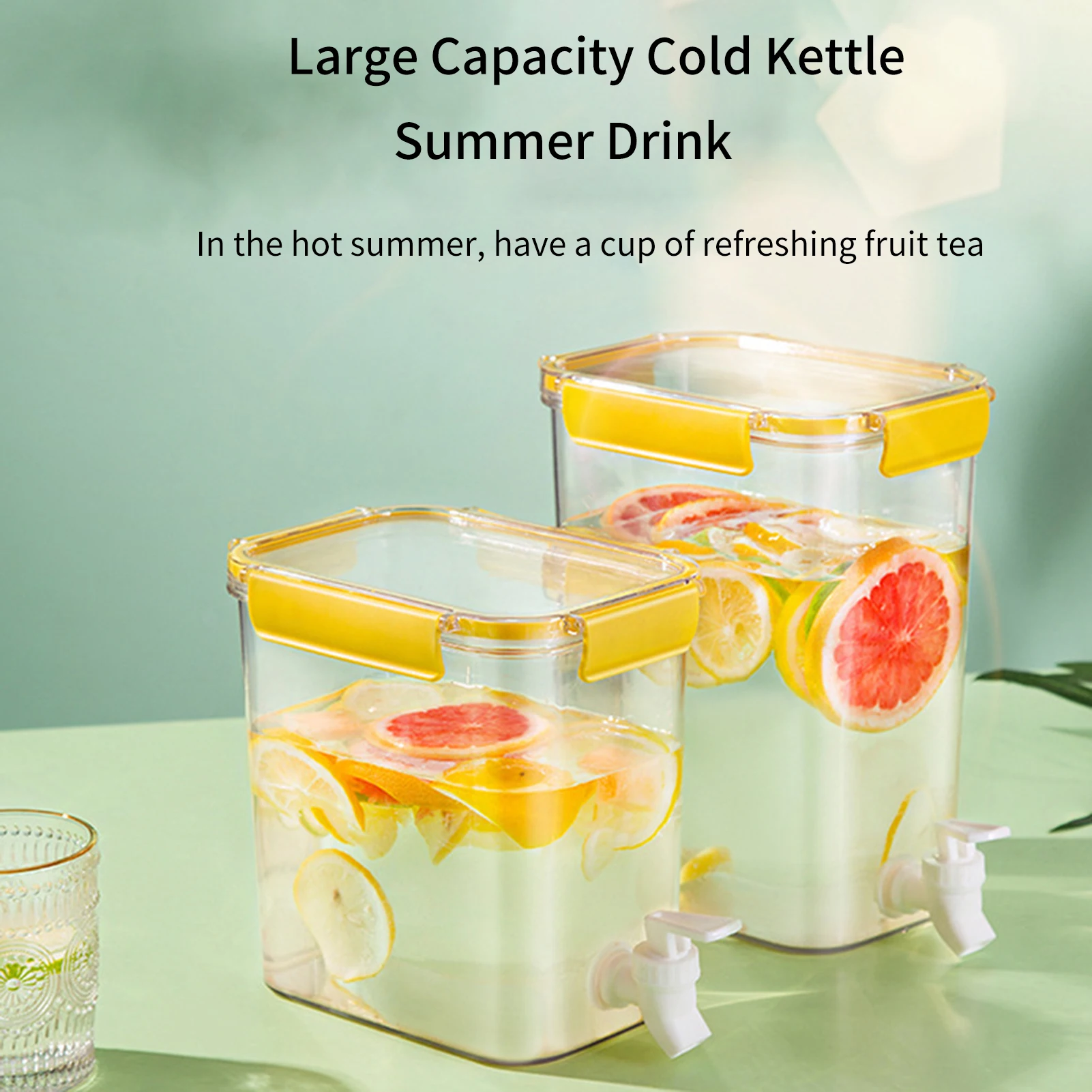 

4.5L Refrigerator Beverage Cold Water Bucket Cold Kettle With Faucet Water Pitcher Jug Tea Lemonade Juice Dispenser Container
