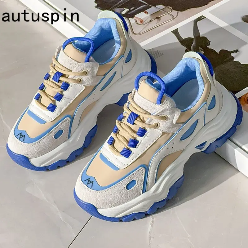 Autuspin Women's Shoes Klein Blue Fashion Patchwork Breathable Mesh Lace Up Vulcanized Sneakers Student Outdoor Comfort Footwear
Autuspin Women's Shoes Klein Blue Fashion Patchwork Breathable Mesh Lace Up Vulcanized Sneakers Student Outdoor Comfort Footwear