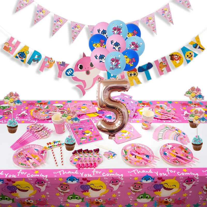 Ocean Pink Shark Balloons Plate Cup Banner Theme Decorations Baby Party Supplies Girls Birthday Party Disposable Tableware Set 
Ocean Pink Shark Balloons Plate Cup Banner Theme Decorations Baby Party Supplies Girls Birthday Party Disposable Tableware Set