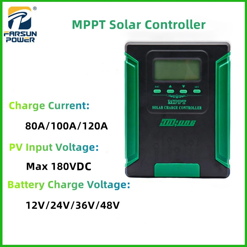 Контроллер солнечной батареи Mppt 80 А 100 А 120 А, автоматическая зарядка для свинцово-кислотных и литиевых батарей, максимальный PV 180 В постоянно...
Контроллер солнечной батареи Mppt 80 А 100 А 120 А, автоматическая зарядка для свинцово-кислотных и литиевых батарей, максимальный PV 180 В постоянно...