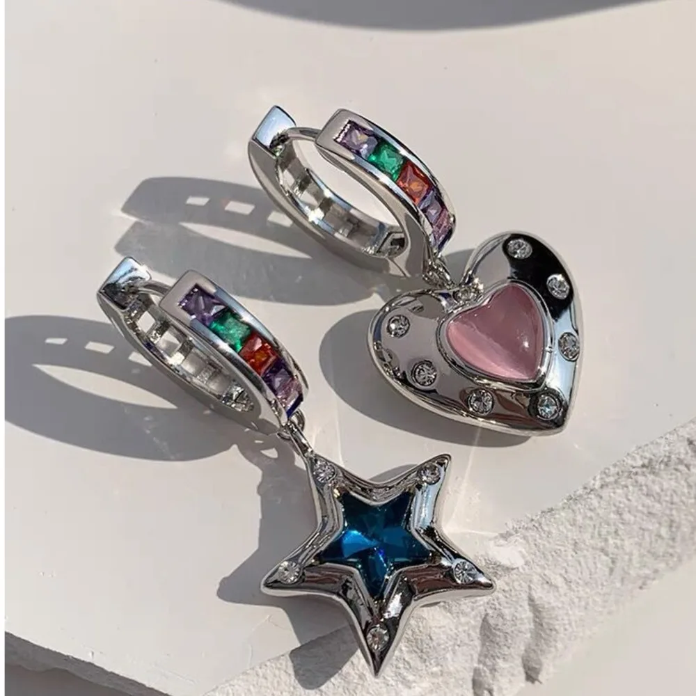 Korean Fashion Retro Pink Opal Heart-shaped Star Asymmetric Hoop Earrings Fashion Hippie Jewelry Accessories For Woman 2021 
Korean Fashion Retro Pink Opal Heart-shaped Star Asymmetric Hoop Earrings Fashion Hippie Jewelry Accessories For Woman 2021