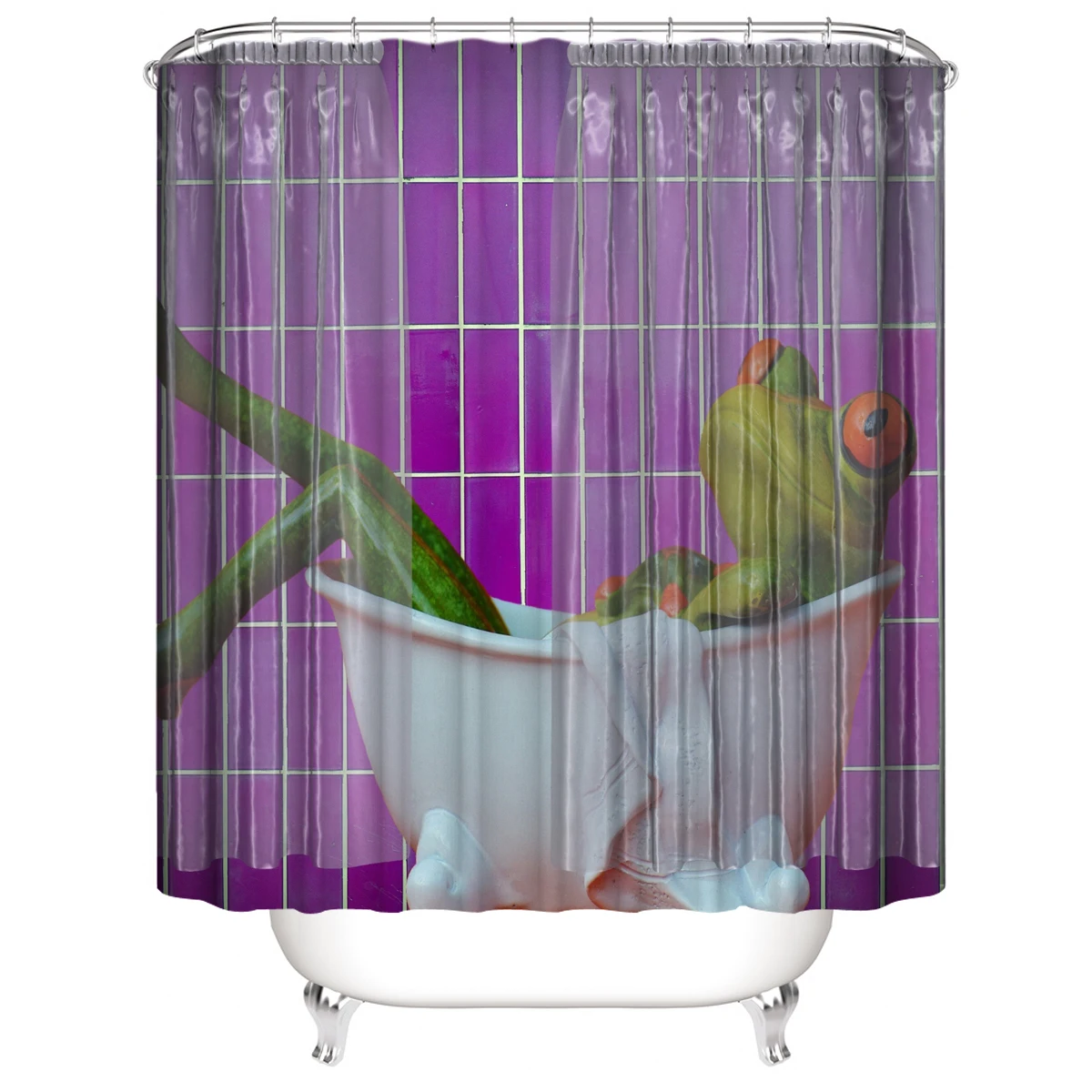 Funny Frog Bathing in The Bathtub Shower Curtains Green White Polyester Cloth Print Bathroom Bath Curtains Waterproof with Hooks
Funny Frog Bathing in The Bathtub Shower Curtains Green White Polyester Cloth Print Bathroom Bath Curtains Waterproof with Hooks
