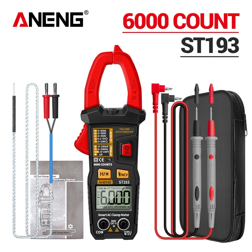 ANENG ST193 LCD Digital Handheld Multimeter Clamp Voltmeter AC DC Voltage Current Tester Measuring Device Electrician Equipment
ANENG ST193 LCD Digital Handheld Multimeter Clamp Voltmeter AC DC Voltage Current Tester Measuring Device Electrician Equipment