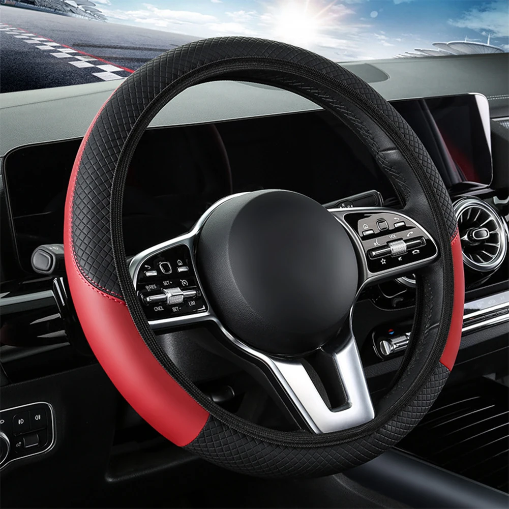 PU Leather Car Steering Wheel Cover Universal Breathable Anti-Slip Steering Booster Covers Suitable 37-38cm Carbon Fiber Look 
PU Leather Car Steering Wheel Cover Universal Breathable Anti-Slip Steering Booster Covers Suitable 37-38cm Carbon Fiber Look