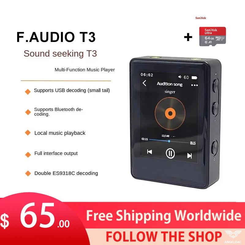 F.AUDIO T3 Высокоточный HIFI PCM 32 бит 768 кГц DSD256 Баланс Выход плеер MP3 USB декодер Bluetooth двойной сенсорный экран ES9318C
F.AUDIO T3 Высокоточный HIFI PCM 32 бит 768 кГц DSD256 Баланс Выход плеер MP3 USB декодер Bluetooth двойной сенсорный экран ES9318C