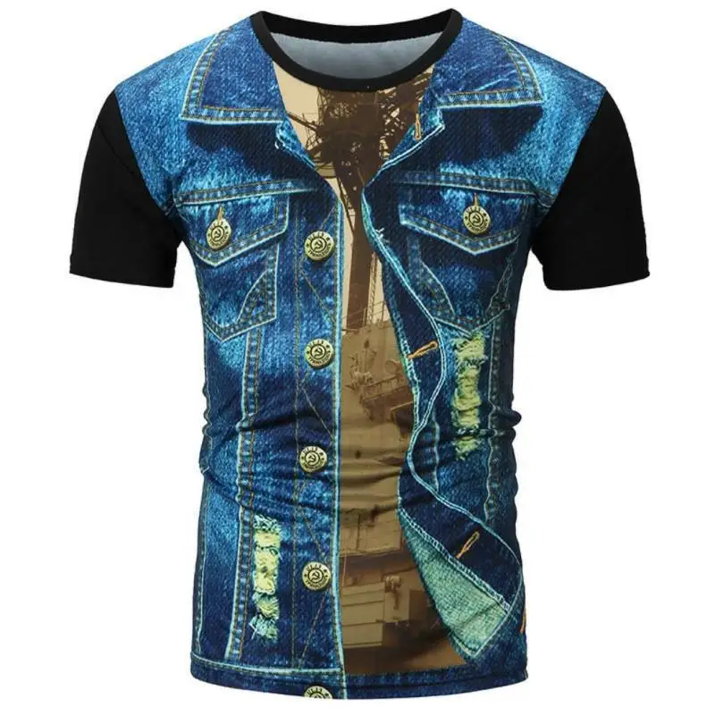 New Funny Blue Denim T-shirt Men's Punk Rock T-shirt Leather Jacket T-shirt 3D Print T-shirt Retro Men's Clothing
New Funny Blue Denim T-shirt Men's Punk Rock T-shirt Leather Jacket T-shirt 3D Print T-shirt Retro Men's Clothing