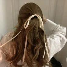 UXSL Simple Color Bow Headdress For Woman Girls Tied Hair Long Ribbon Streamer Ponytail Head Rope Rubber Band Hair Decorate New