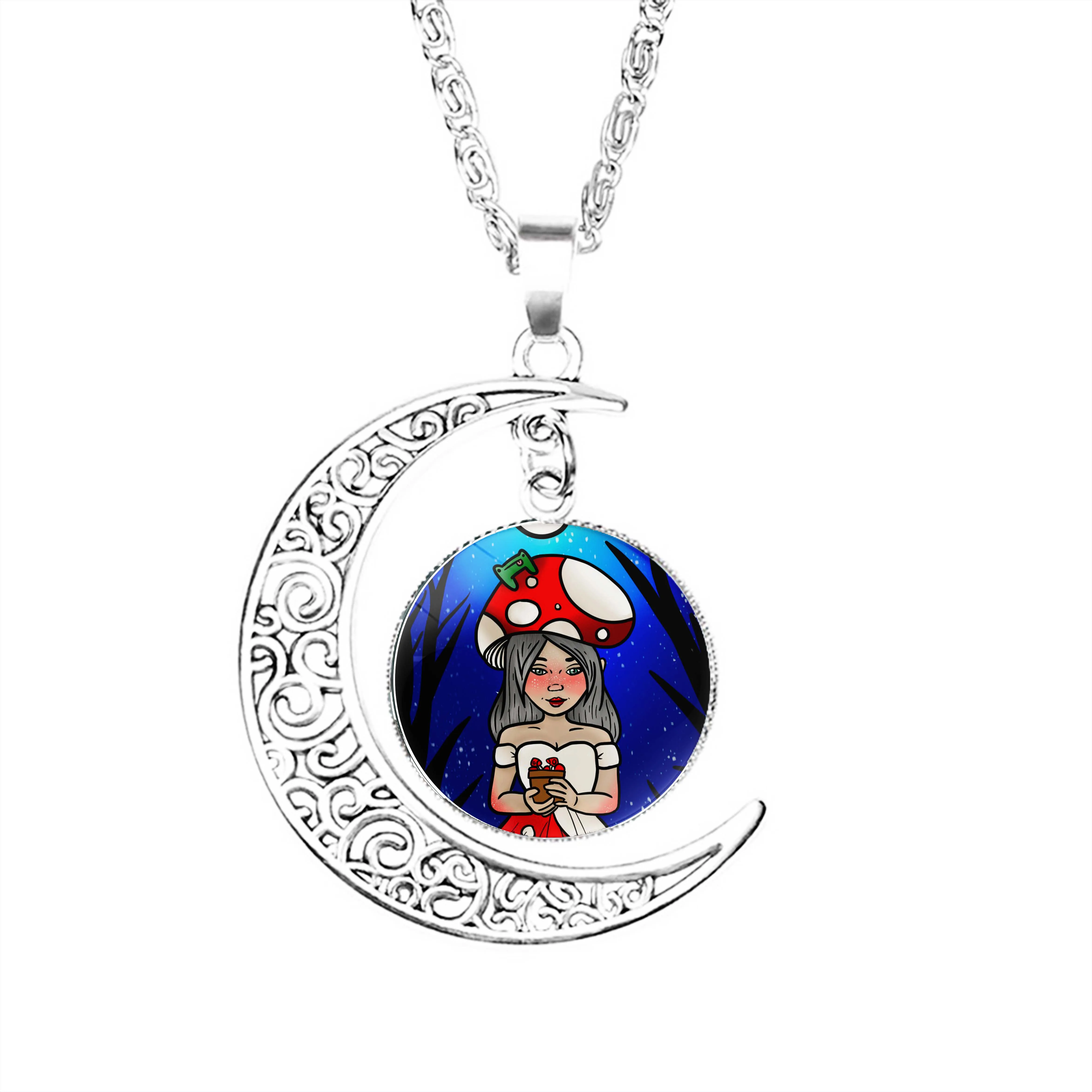 Mushroom Girl In The Forest Moon Necklace Boy Girls Accessories Party Dome Gifts Stainless Steel Charm Lovers Women Men
Mushroom Girl In The Forest Moon Necklace Boy Girls Accessories Party Dome Gifts Stainless Steel Charm Lovers Women Men