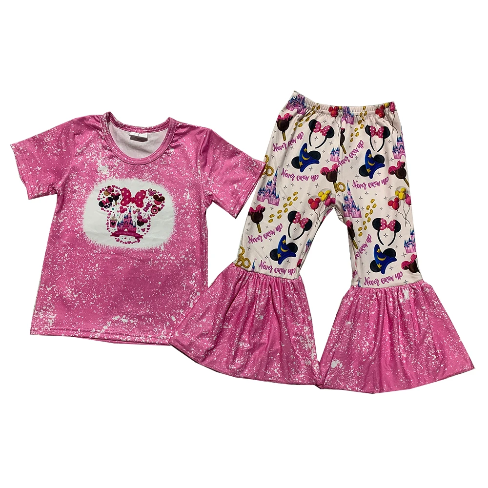 Модные комплекты для девочек, розовые отбеленные штаны с коротким рукавом и бантом в виде замка
Модные комплекты для девочек, розовые отбеленные штаны с коротким рукавом и бантом в виде замка