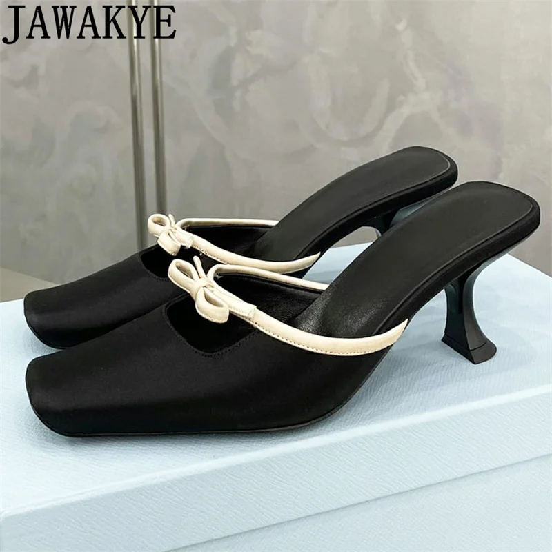 Square Wrap Toe Kitten Heel Slippers Women Satin Bow Design Luxury Brand Mules Shoes Summer New Runway Dress Party Shoes mujer
Square Wrap Toe Kitten Heel Slippers Women Satin Bow Design Luxury Brand Mules Shoes Summer New Runway Dress Party Shoes mujer