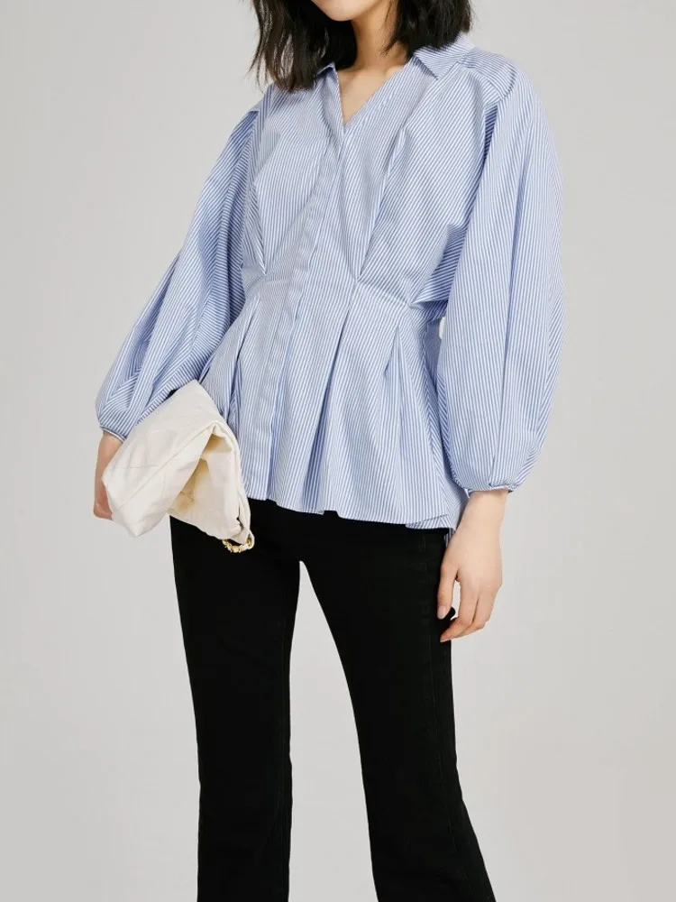 Summer Shirts For Women Long Sleeve Blouse Woman Sweet All-match Striped Shirt Pretty Folds High Waist Swing Tops
Summer Shirts For Women Long Sleeve Blouse Woman Sweet All-match Striped Shirt Pretty Folds High Waist Swing Tops