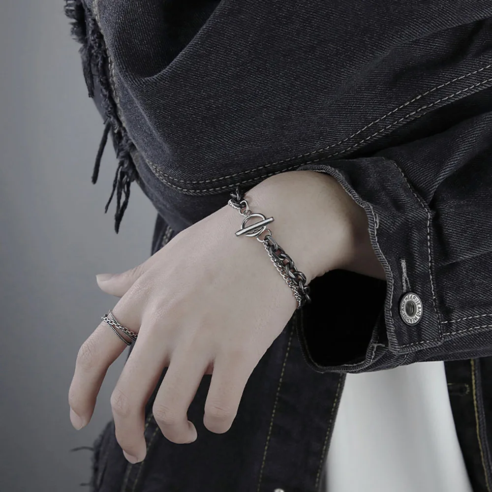 Stainless Steel Male Bracelets Fashion Bilayer Jewelry Black White Chain Hip Hop Unisex Bracelet Man Simplicity Gift
Stainless Steel Male Bracelets Fashion Bilayer Jewelry Black White Chain Hip Hop Unisex Bracelet Man Simplicity Gift