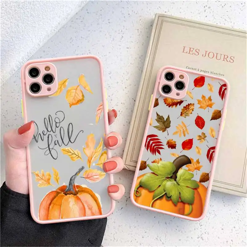 Pumpkin Autumn fall leaf Phone Case For iPhone 13 12 11 Mini Pro XR XS Max 7 8 Plus X Matte transparent Pink Back Cover
Pumpkin Autumn fall leaf Phone Case For iPhone 13 12 11 Mini Pro XR XS Max 7 8 Plus X Matte transparent Pink Back Cover