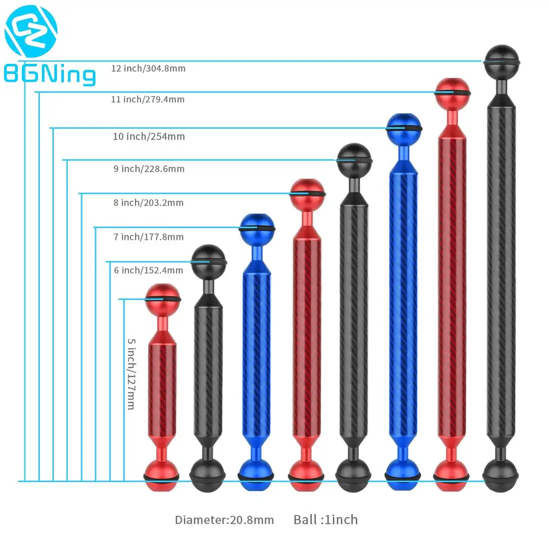 Diving Carbon Fiber 1inch Dual Ball Head Float Buoyancy Arm D20/40/60/80mm Camera Underwater Mount 5/6/7/8/9/10/11/12/14 Inch
Diving Carbon Fiber 1inch Dual Ball Head Float Buoyancy Arm D20/40/60/80mm Camera Underwater Mount 5/6/7/8/9/10/11/12/14 Inch