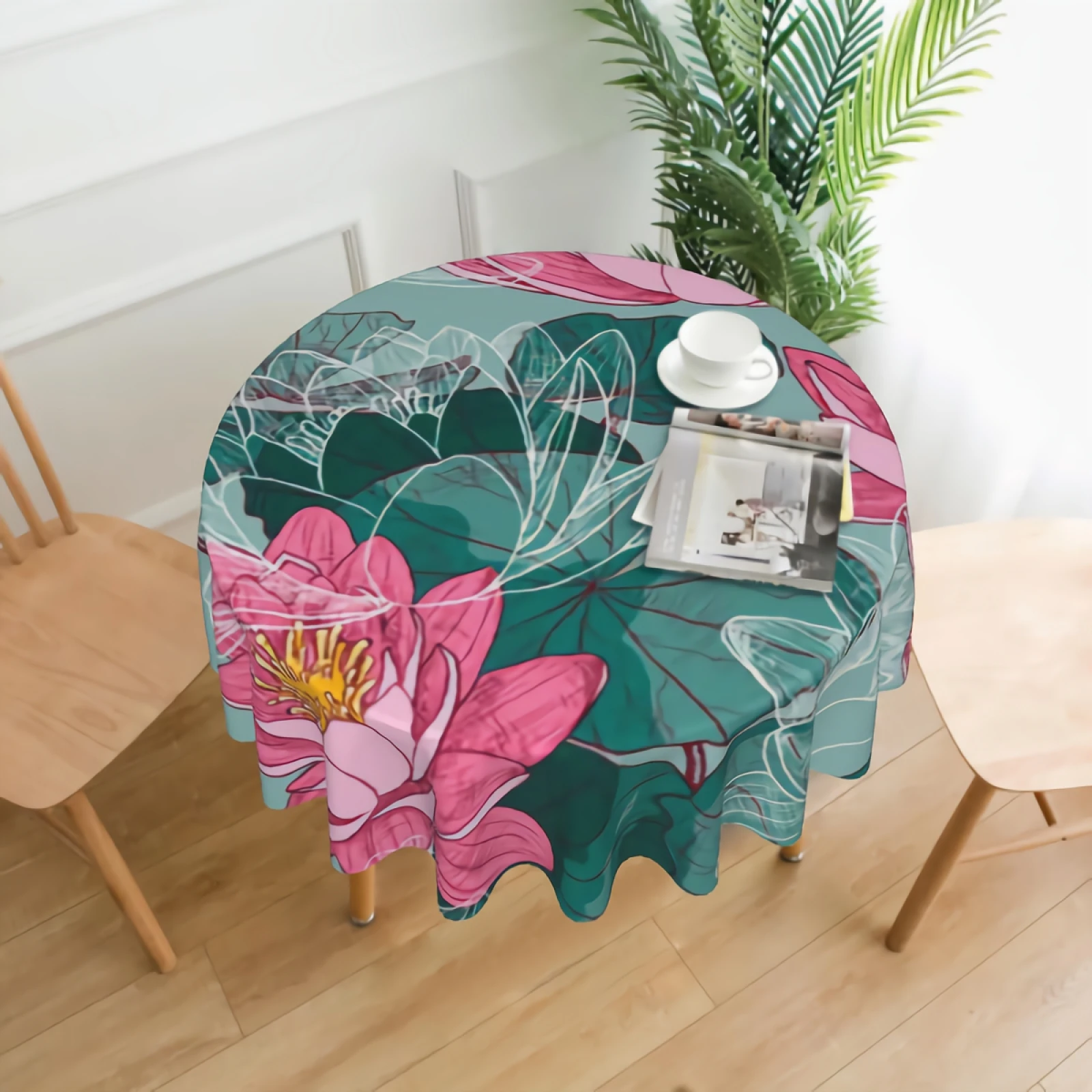 Blooming Water Lilies Round Tablecloth Waterproof Lotus Floral Pattern Table Cloth Cover Washable 60" Dining Decorative for Home
Blooming Water Lilies Round Tablecloth Waterproof Lotus Floral Pattern Table Cloth Cover Washable 60" Dining Decorative for Home