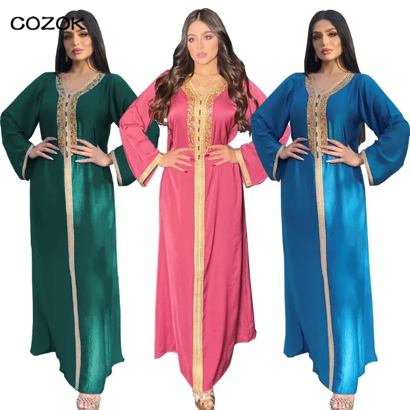 Arab Abayas Muslim Turkish robes Eid Abaya Middle East women's dresses hot diamond webbing lace abaya Dubai Muslim robe
Arab Abayas Muslim Turkish robes Eid Abaya Middle East women's dresses hot diamond webbing lace abaya Dubai Muslim robe
