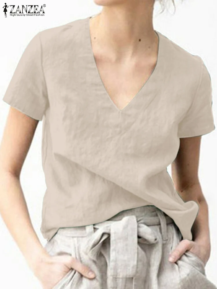 Женские летние блузки большого размера ZANZEA 2022, стильные однотонные топы, повседневные рубашки с коротким рукавом, женские блузки с V-образны...
Женские летние блузки большого размера ZANZEA 2022, стильные однотонные топы, повседневные рубашки с коротким рукавом, женские блузки с V-образны...