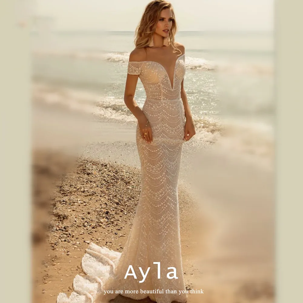 Elegant V-neck Mermaid Wedding Dress With Sequin Bridal Dress Bridal Gown Sweep Train Sexy Bride Robe Vestidos De Boda
Elegant V-neck Mermaid Wedding Dress With Sequin Bridal Dress Bridal Gown Sweep Train Sexy Bride Robe Vestidos De Boda
