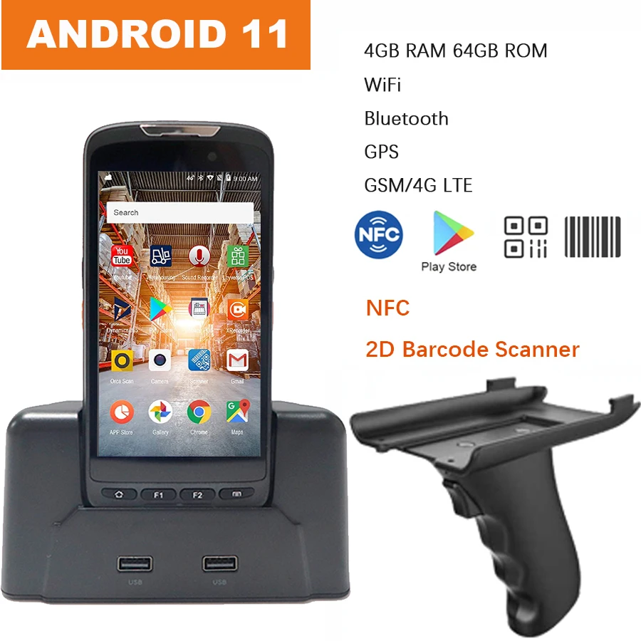 5 дюймов Android 11 OS прочный КПК 4G 64G 1D 2D Ручной сканер штрих-кода, сборщик данных Wi-Fi 4G GPS
5 дюймов Android 11 OS прочный КПК 4G 64G 1D 2D Ручной сканер штрих-кода, сборщик данных Wi-Fi 4G GPS